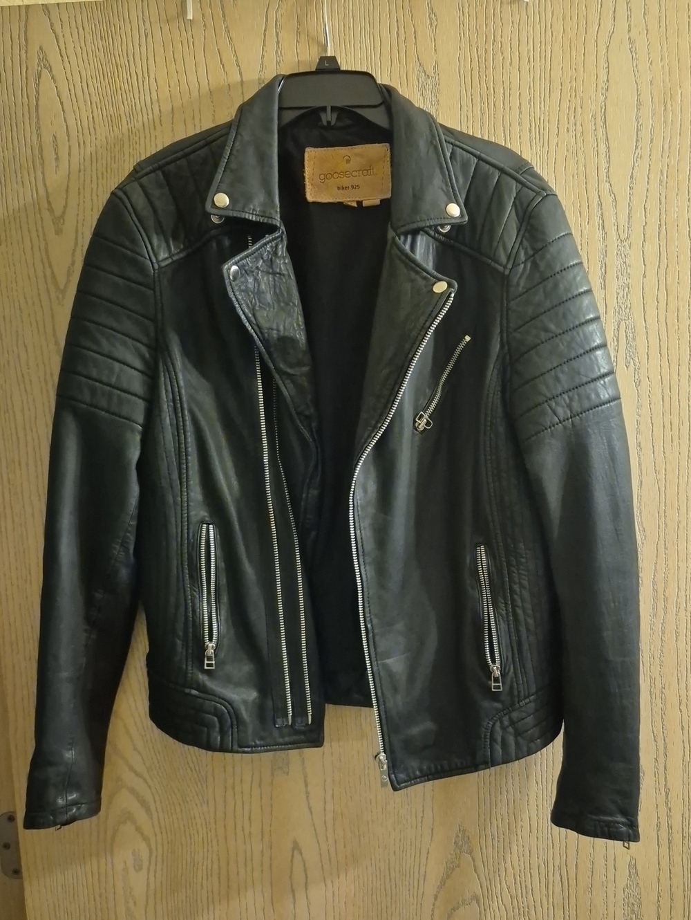 Men's Goosecraft lambskin leather biker jacket